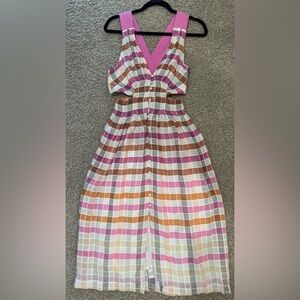 Maeve by Anthropologie Pink and Orange Plaid dress